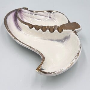 Vintage Mid-Century Made in Cali Purple & Gold Swirl Pottery Ashtray
